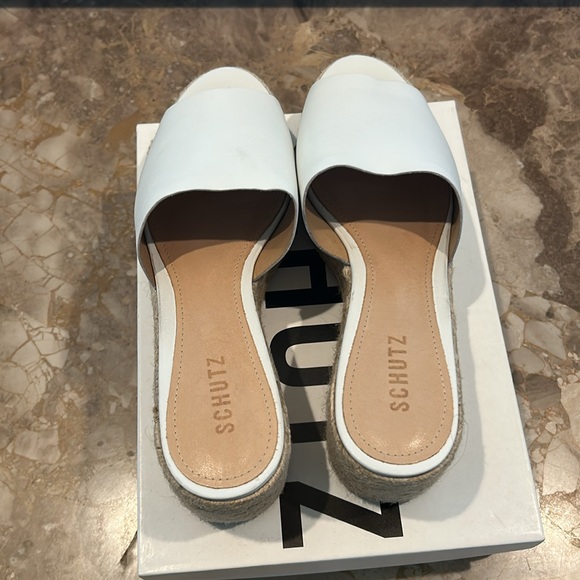 Women’s SCHUTZ Thalia White and Tan Espadrille Wedge Platform - Picture 10 of 16